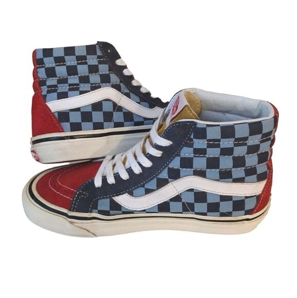 Vans Blue Red Sk8 Hi #38 Reissue 50th Anniversary Skate Sneakers W7.5 M6 - Picture 1 of 16